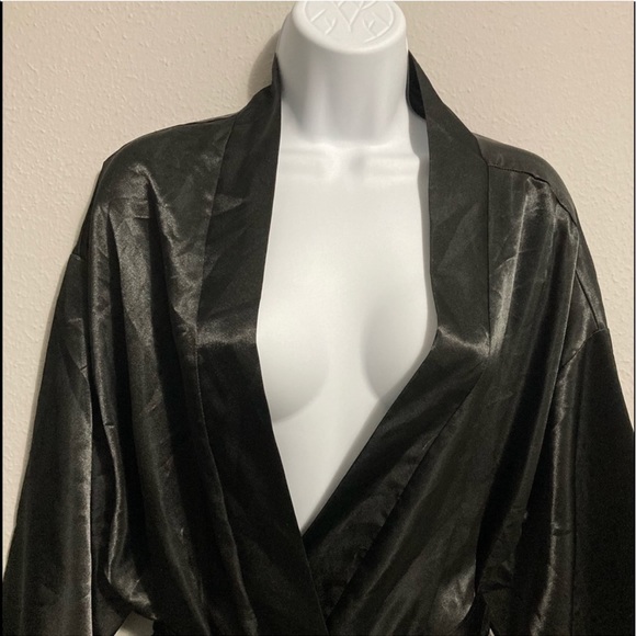 Adore Me Women’s Black Satin Belt Robe Nighty Throw-on Coverup Kink Cosplay - Picture 10 of 14